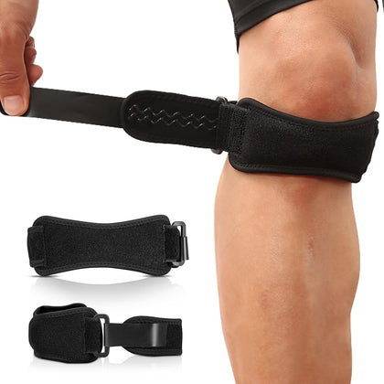 AGPTEK - SKP2 Adjustable Knee Protection - Knee Support Silicone Bands - Ideal for Cycling, Running, Crossfit, Volleyball, Basketball, Football and Sport - Pack of 2 - Black