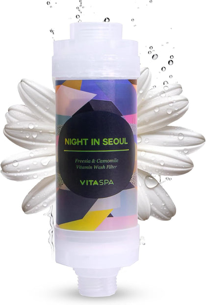 VITASPA Vitamin C Korean Shower Filter for Hair Loss | 60 Days | Removes Chlorine & Rust Lasting Glowing Skin | فلتر دش الاستحمام Shower Head Water Filter | Easy Install (Night in Seoul)