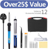 TABIGER Soldering Iron Kit - 60W Temperature Adjustable Electric Solder Iron Gun Welding Set with Toolbox (12 Pieces kit)