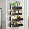 Sleclean Magnetic Spice Rack for Refrigerator, 4 pack, Spice Rack Organizer for Refrigerator and Microwave Oven, Multi Use Kitchen Magnetic Shelf, Black