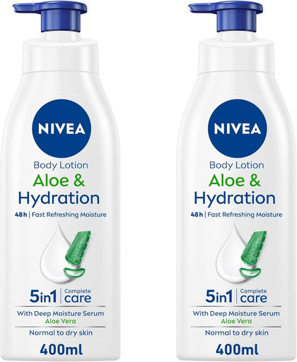 NIVEA Body Lotion Aloe & Hydration 72h Moisture, Refreshing care, 400 ml, Pack of 2