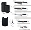 19-Piece Cooking Utensils Set With Heat Resistant Silicone Spatulas, 6 Sharp Knives, and 2 Cutting Boards (Black)