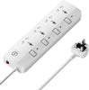 INFLUX Extension Cord with 4-Outlet - 5 Meter Multi Plug Extension Cable for Maximum Reach and Versatility - Power Strip with Universal Plug adapter and Heavy duty power Cord with 13A Fused plug.