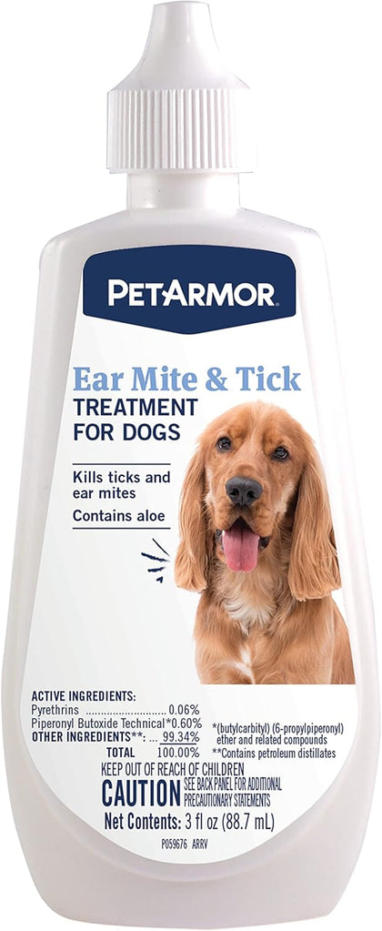 PetArmor Ear Mite and Tick Treatment for Dogs, 3 oz