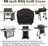 Grill Cover, BBQ Cover 58 inch,Waterproof BBQ Grill Cover,UV Resistant Gas Grill Cover,Durable and Convenient,Rip Resistant,Black Barbecue Grill Covers,Fits Grills of Weber,Brinkmann,Char-Broil etc