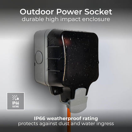 BG Electrical Single Weatherproof Outdoor Switched Power Socket, IP66 Rated, 13 Amp, Grey ,One Size WP21-01
