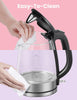 Glass Electric Tea Kettle & Hot Water Kettle Electric, 2200 W 1.7L Capacity Electric Kettle with LED Indicator, Fast Boil Auto Shut-Off and Boil-Dry Protection
