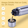 Flip Lid 1000 Thermosteel 24 Hours Hot and Cold Water Bottle with Bag, 1 Litre, Silver