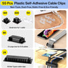 [313Pcs] Cable Management Kit by Topavatop, إدارة الكابلات Desk Cord Organizer, 67 Adhesive Wire Clips, 22 Reusable Cable Strap, 4 Cord Sleeves Split, 200 Nylon Wire Zip Ties for TV Office, Black