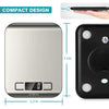 Digital Food Scale, High Precision Kitchen Scale, Measures in Grams and Ounces for Cooking and Baking, 5 Units with Tare Function, Stainless Surface (Batteries Included) - Silver