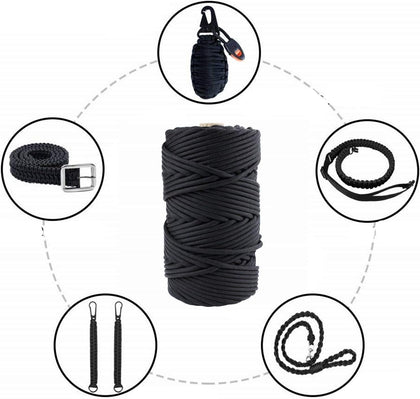 100M Rope Strong Strength Nylon Paracord For Tactical Crafting Survival General Use Black