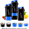 HOMLITE ® Protein Shaker Bottle – Non-Slip 3 Layer Twist Off, Leak-Proof Blender Bottle with Supplement and Pill Storage Compartment