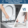 MUJIUSHI Soft Close Toilet Seat, Toilet Seats with Quick Release, Simple Top Fixing, Sturdy Anti-Bacterial Toilet Seats with Stainless Adjustable Stainless Hinges, D/U Shape White Toilet Lid Loo Seat