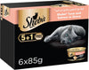 Sheba Cat Food Tuna & Salmon Can, Made from Natural Ingredients with Essential Vitamins and Minerals, this Sheba Wet Food is Made with a Grain Free Formula Suitable for Sensitive Cats, Pack of 6x85g
