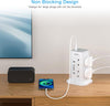 TESSAN Tower Extension Lead with USB C Slots, 8 Way Multi Plug Extension Sockets 2M Cord, Surge Protected Extension Lead with Switch, Multi Extension Plug Tower Power Strip for Home, School Supplies