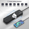 TOPREK 4 Plug Extension Lead with Ultra Wide Pitch Socket, Individual Switches Lights with 2 USB-A, 1 USB-C, 13A/3250W Overload Protection Extension Cable with USB Ports, 2M Extension Cord
