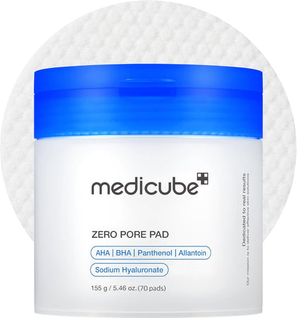 medicube Zero Pore Pads 2.0, Dual-Textured Facial Toner Pads for Exfoliation and Pore Care with 4.5% AHA Lactic Acid & 0.45% BHA Salicylic Acid, Ideal for All Skin Types, Korean Skin Care