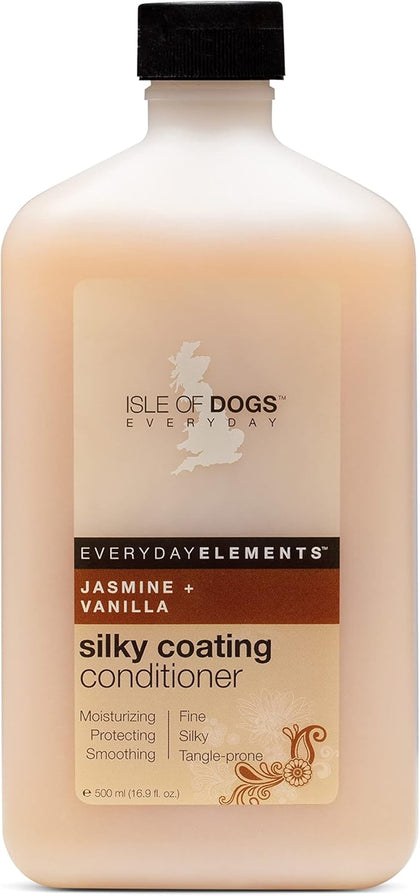 Isle of Dogs - Everyday Elements Silky Coating Conditioner For Dogs - Jasmine + Vanilla - Moisturizing Pet Conditioner With Aloe Leaf Juice For A Softer, Shinier Coat - 16.9 Oz, (711-16Oz)