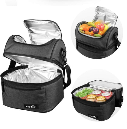 Lunch Box Insulated Lunch Bag Large Cooler Tote Bag for Adult,Men,Women, Double Deck Cooler for Office/Picnic (AE-16040-DG)