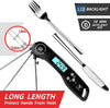Digital Meat Thermometer, Instant Read Food Thermometer with Backlight LCD Screen, Foldable Long Probe & Auto On/Off, Meat Thermometer Probe for Kitchen, BBQ, Water, Milk, Cooking Food (Black)