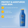 NIVEA SUN Lotion, Protect & Moisture, SPF 50+, Very High and Immediate UVA & UVB Protection, 48H Moisture, Water Resistant, Skin Microbiome Balance, 200ml