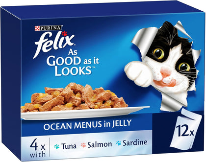 PURINA Felix as Good as it Looks Ocean Menus Wet Cat Food Pack - 12X85G