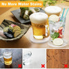 Qplus Drink Coasters with Holder, Absorbent Coaster Sets of 6, Marble Style Ceramic Drink Coaster for Tabletop Protection,Suitable for Kinds of Cups, Wooden Table