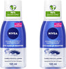 NIVEA Double Effect Eye Makeup Remover, Gentle Waterproof Mascara Remover with Cornflower Extract, Non-Greasy Bi-Phase Formula, 2x125ml