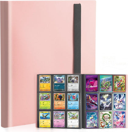 Card Binder, 9 Pocket Trading Card Album Folder, 20 Pages, 360 Card Capacity Sports Card Binder, Premium Card Binders Compatible with MTG, TCG, Baseball Cards (Pink)
