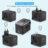 SAUNORCH Universal Travel Adapter, PD 35W 7 in 1 International Power Plug Adapter with 7.0A 4 USB-C and 2 USB-A Fast Wall Charger, Worldwide AC Outlet for US Europe UK AUS (Black+Silve