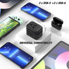 RXSQUL Universal International Power Travel Plug Adapter, 5 in 1 European Travel Plug Adapter W/ 3.5A 2xUSB-A And 2xUSB C Wall Charger and Worldwide AC Outlet for Europe USA UK AUS Asia-Black