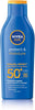 NIVEA SUN Lotion, Protect & Moisture, SPF 50+, Very High and Immediate UVA & UVB Protection, 48H Moisture, Water Resistant, Skin Microbiome Balance, 200ml