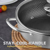 Stainless Steel Saute Pan, Cookware with Lid, 30CM Deep Frying Pan, Nonstick Honeycomb Cooking Pot with Handles, Large Kadai Skillet, Wok Pan Compatible with All Cooktops, Dishwasher Safe