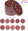 Toowood 100pcs 125mm Sanding Discs, 8-Hole Dustless Hook & Loop Sandpaper, 60-600 Multi-Grit Professional Abrasive Discs for Orbital Sander, Woodworking and Auto Body Refinishing