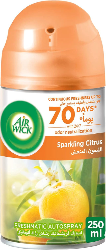 Air Wick Freshmatic Autospray Refill, Sparkling Citrus Scent, 250ml x 3
