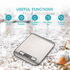 Digital Food Scale, High Precision Kitchen Scale, Measures in Grams and Ounces for Cooking and Baking, 5 Units with Tare Function, Stainless Surface (Batteries Included) - Silver