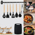 19-Piece Cooking Utensils Set With Heat Resistant Silicone Spatulas, 6 Sharp Knives, and 2 Cutting Boards (Black)