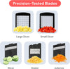 All-in-1 Vegetable Chopper, Mandoline Slicer & Cheese Grater - French Fry Cutter & Veggie Dicer - Cheese Slicer - Includes Bonus Handheld Spiralizer (6 in 1, Black/White)