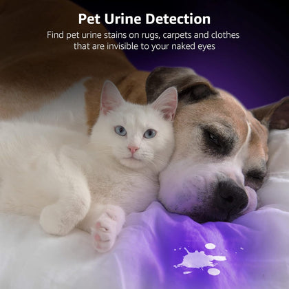 Lepro UV Flashlight, 51 LED UV Light Torch, Black-light Lights, 395nm Ultraviolet Flashlight, Blacklight Detector for Pet Urine, Stain, Bed Bugs, Scorpions, Banknote and More (Batteries Not Included)