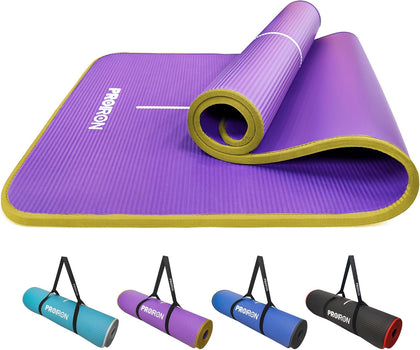 PROIRON Yoga Mat Non-Slip Eco Friendly NBR All-Purpose 10mm Thick Exercise Mat High Density Anti-Tear Pilates Mat with Carrying Strap for Yoga Pilates and Gymnastics - 183cm x 66cm x 1cm
