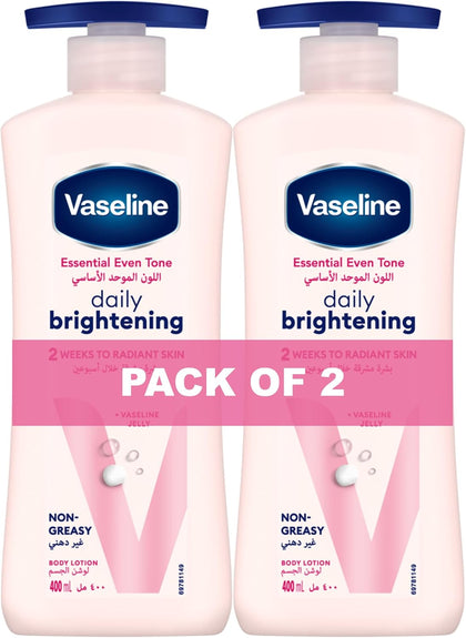 Vaseline Even Tone Body Lotion Daily Brightening, 2 x 400ml