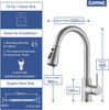 DAYONE Kitchen Faucet Mixer with Pull Down Sprayer Brushed Nickel, Kitchen Tap with 3 Water Modes for Sink, Single Handle High Arc Kitchen Faucets Stainless Steel