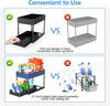 SKY-TOUCH 1pcs Under Sink Shelf Storage Organiser with Sliding Pull Out Drawer,Double Sliding Under Bathroom Cabinet Organization, Kitchen Storage with Hooks,15.6 * 8.6 * 13.2cm,Black