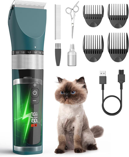 oneisall Cat Clippers for Matted Fur, 5-Speed Quiet Cordless Cat&Dog Grooming Clippers for Long Hair,IPX6 Waterproof Dog Clippers Trimmer Shaver for Dogs Cats Animals