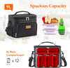 Insulated Lunch Bag for Adults, Thermal Lunch Box Cooler for Men Women, Reusable Leakproof Lunch Tote Food Bag with Adjustable Shoulder Strap for Work/Picnic/Beach, Black 9L