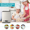Digital Food Scale, High Precision Kitchen Scale, Measures in Grams and Ounces for Cooking and Baking, 5 Units with Tare Function, Stainless Surface (Batteries Included) - Silver