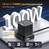 TOPREK 100W PD3.0 Fast Charge Extension Lead with Usb Slots, Simultaneous Fast-charging of 10 devices, Usb Extension Cable Multi Plug Extension Socket