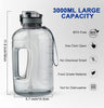 GEMFUL 3 Liter Water Bottles with Handle Motivational BPA Free Big Jugs for Fitness Man