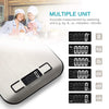 Digital Food Scale, High Precision Kitchen Scale, Measures in Grams and Ounces for Cooking and Baking, 5 Units with Tare Function, Stainless Surface (Batteries Included) - Silver
