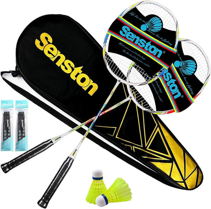 Senston Badminton Rackets Set of 2, Badminton Racquets Including Badminton Bag, 2 Badminton Shuttle, 2 Racquet Grip